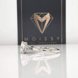 Shauna ~ 18Kw 8Mm Cushion Moissanite Diamond Hidden Halo - Ring