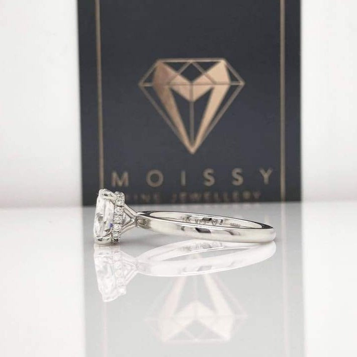 Shauna ~ 18Kw 8Mm Cushion Moissanite Diamond Hidden Halo - Ring