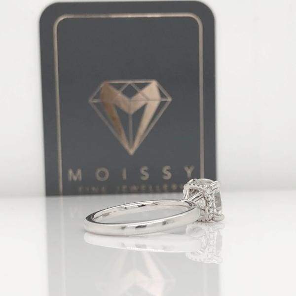 Shauna ~ 18Kw 8Mm Cushion Moissanite Diamond Hidden Halo - Ring