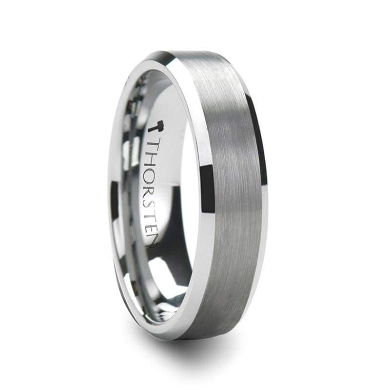 Moissy Fine Jewellery SHEFFIELD Beveled Tungsten Ring with
