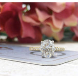Vashti ~ 18Kyw 9X7Mm Oval Moissanite Diamond Hidden Halo And Band - Ring