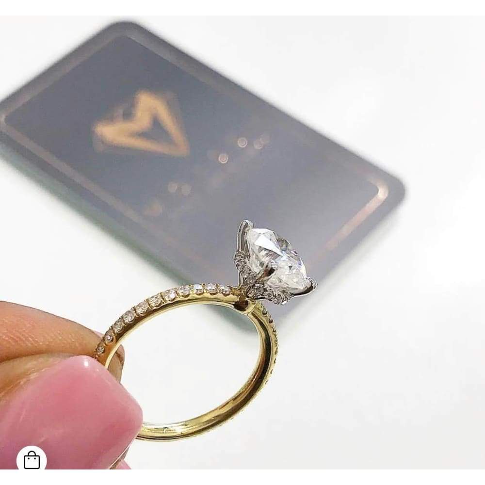 Vashti ~ 18Kyw 9X7Mm Oval Moissanite Diamond Hidden Halo And Band - Ring