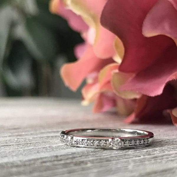 Wb050 ~ Diamond ~ 0.25 Ct Round White Gold Wedding Band Ring - Bands