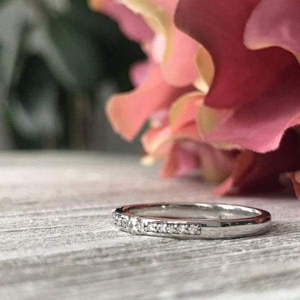Wb050 ~ Diamond ~ 0.25 Ct Round White Gold Wedding Band Ring - Bands