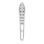 Wb070 ~ Diamond ~ .25Ct Round White Gold Pinched Wedding Band - Bands