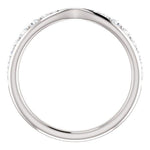 Wb070 ~ Diamond ~ .25Ct Round White Gold Pinched Wedding Band - Bands
