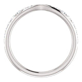 Wb070 ~ Diamond ~ .25Ct Round White Gold Pinched Wedding Band - Bands