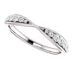 Wb070 ~ Diamond ~ .25Ct Round White Gold Pinched Wedding Band - Bands