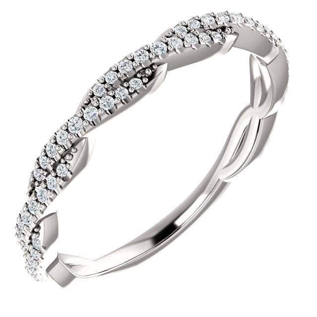 Wb074~ Diamond ~ 0.25Ct Infinity White Gold Wedding Band - Bands
