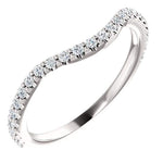 Wbm096 ~ Moissanite ~ 0.19Ct White Gold Curved Wedding Band - Bands