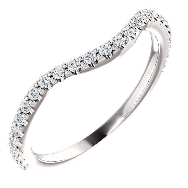 Wbm096 ~ Moissanite ~ 0.19Ct White Gold Curved Wedding Band - Bands