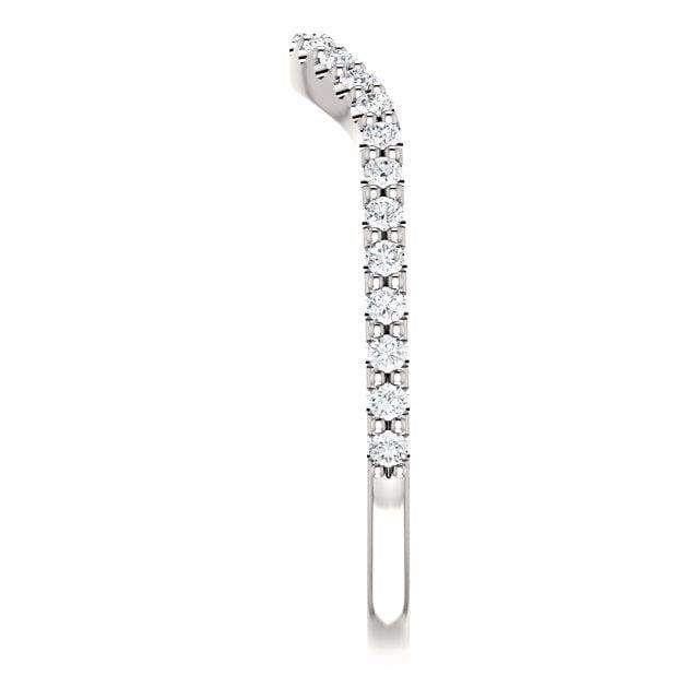 Wbm096 ~ Moissanite ~ 0.19Ct White Gold Curved Wedding Band - Bands