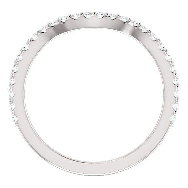 Wbm096 ~ Moissanite ~ 0.19Ct White Gold Curved Wedding Band - Bands