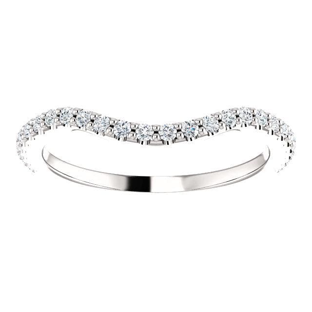 Wbm096 ~ Moissanite ~ 0.19Ct White Gold Curved Wedding Band - Bands