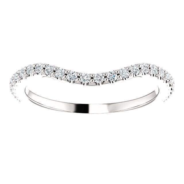 Wbm096 ~ Moissanite ~ 0.19Ct White Gold Curved Wedding Band - Bands