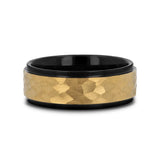 CREED Gold-Plated Raised Hammered Finish Black Tungsten Wedding Band