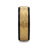CREED Gold-Plated Raised Hammered Finish Black Tungsten Wedding Band