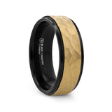CREED Gold-Plated Raised Hammered Finish Black Tungsten Wedding Band