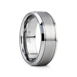 CRONUS Brushed Center with Polished Bevels Tungsten Wedding Band