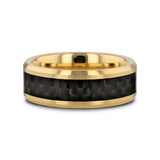 DECIMUS Black Carbon Fiber Inlay Gold-Plated Tungsten Carbide Wedding Band - 8mm
