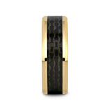 DECIMUS Black Carbon Fiber Inlay Gold-Plated Tungsten Carbide Wedding Band - 8mm