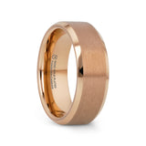 EROS Rose Gold Tungsten Wedding Band For Men with Beveled Edges Thorsten