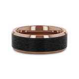 FERROS Espresso Plated Tungsten Polished Beveled Ring with Brushed Black Center - 8mm