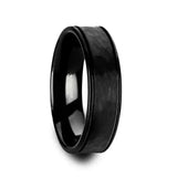 JOINER ~ Hammered Finish Center Black Tungsten Carbide with Dual Offset Grooves and Polished Edges