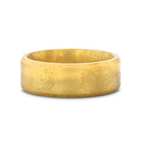 MUSE Flat Gold Plated Titanium Ring with Beveled Edges and Meteorite Pattern