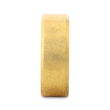 MUSE Flat Gold Plated Titanium Ring with Beveled Edges and Meteorite Pattern