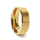 RADIATE Gold-Plated Titanium Flat Brushed Center Men's Wedding Ring With Beveled Polished Edges