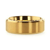 RADIATE Gold-Plated Titanium Flat Brushed Center Men's Wedding Ring With Beveled Polished Edges