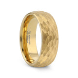 GILDUR Domed Hammered Finish Gold Plated Tungsten Ring