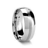 BELLATOR Domed with Brushed Stripe Tungsten Wedding Ring