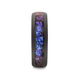 COSMIC Black Tungsten Ring with Crushed Alexandrite and Dark Blue & Purple Crushed Goldstone