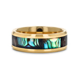 SHORELINE Gold-Plated Tungsten Wedding Band with Mother of Pearl Inlay