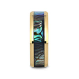 SHORELINE Gold-Plated Tungsten Wedding Band with Mother of Pearl Inlay