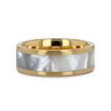 GRACE Gold-Plated Tungsten Wedding Band with White Abalone Inlay