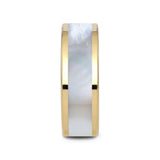 GRACE Gold-Plated Tungsten Wedding Band with White Abalone Inlay