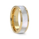 GRACE Gold-Plated Tungsten Wedding Band with White Abalone Inlay