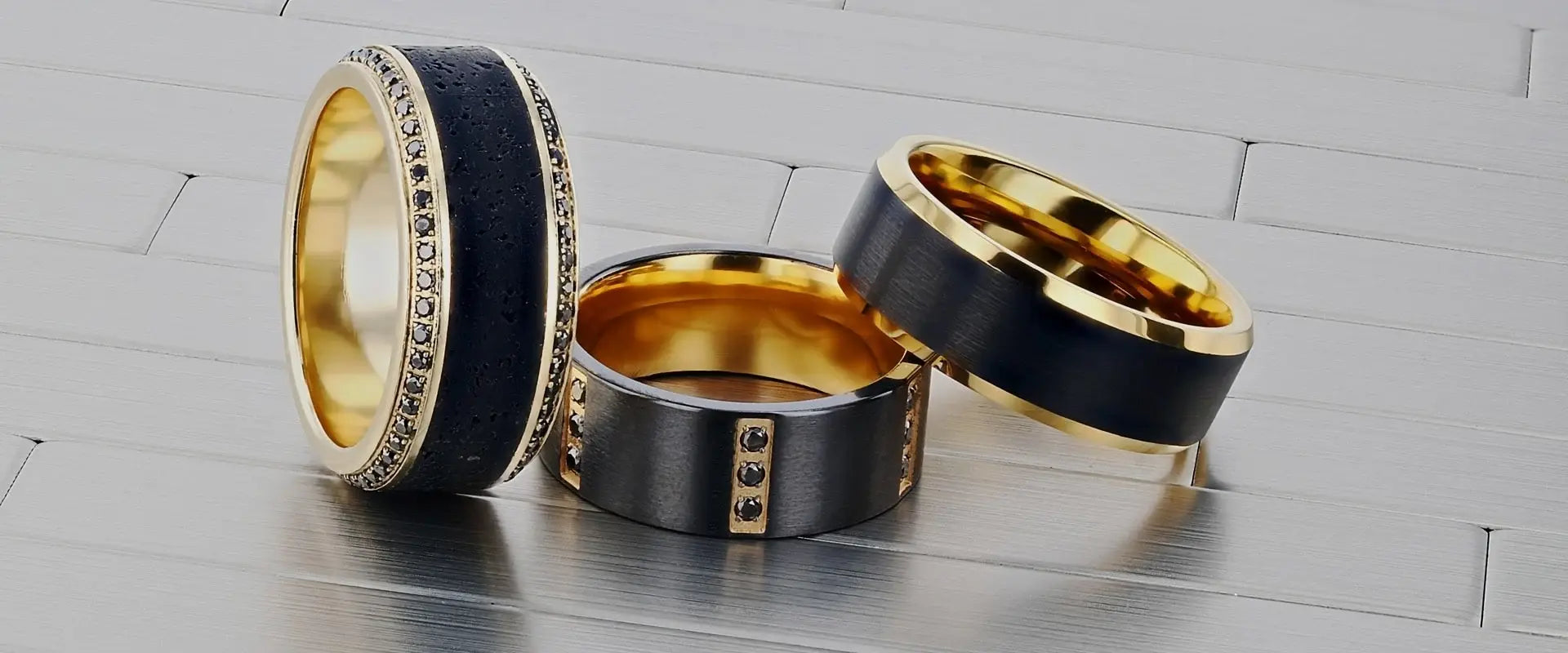 Moissy Fine Jewellery - OBSIDIAN Domed Black Tungsten Carbide Ring with  Sandblasted Crystalline