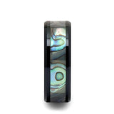 OAHU Beveled Black Ceramic Ring with Shell Inlay