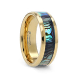 SHORELINE Gold-Plated Tungsten Wedding Band with Mother of Pearl Inlay