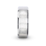 CASPER Silver Brushed Center Flat Style Wedding Band With Beveled Edges