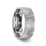 NOBILIA Silver Cross-Hatched Finish Flat Style Wedding Band