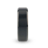 VELVET Flat Brushed Black Titanium Men's Wedding Ring With Yellow Gold Plating Interior And Beveled Polished Edges