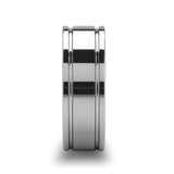 ANCHORAGE Men’s Tungsten Wedding Band with Dual Offset Grooves