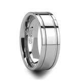 ANCHORAGE Men’s Tungsten Wedding Band with Dual Offset Grooves