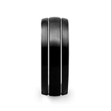 ECLIPSE Domed Black Tungsten Ring with Polished Offset Grooves