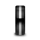 PHOENIX Brushed Black Ceramic Ring with Beveled Edges and Tungsten Inlay